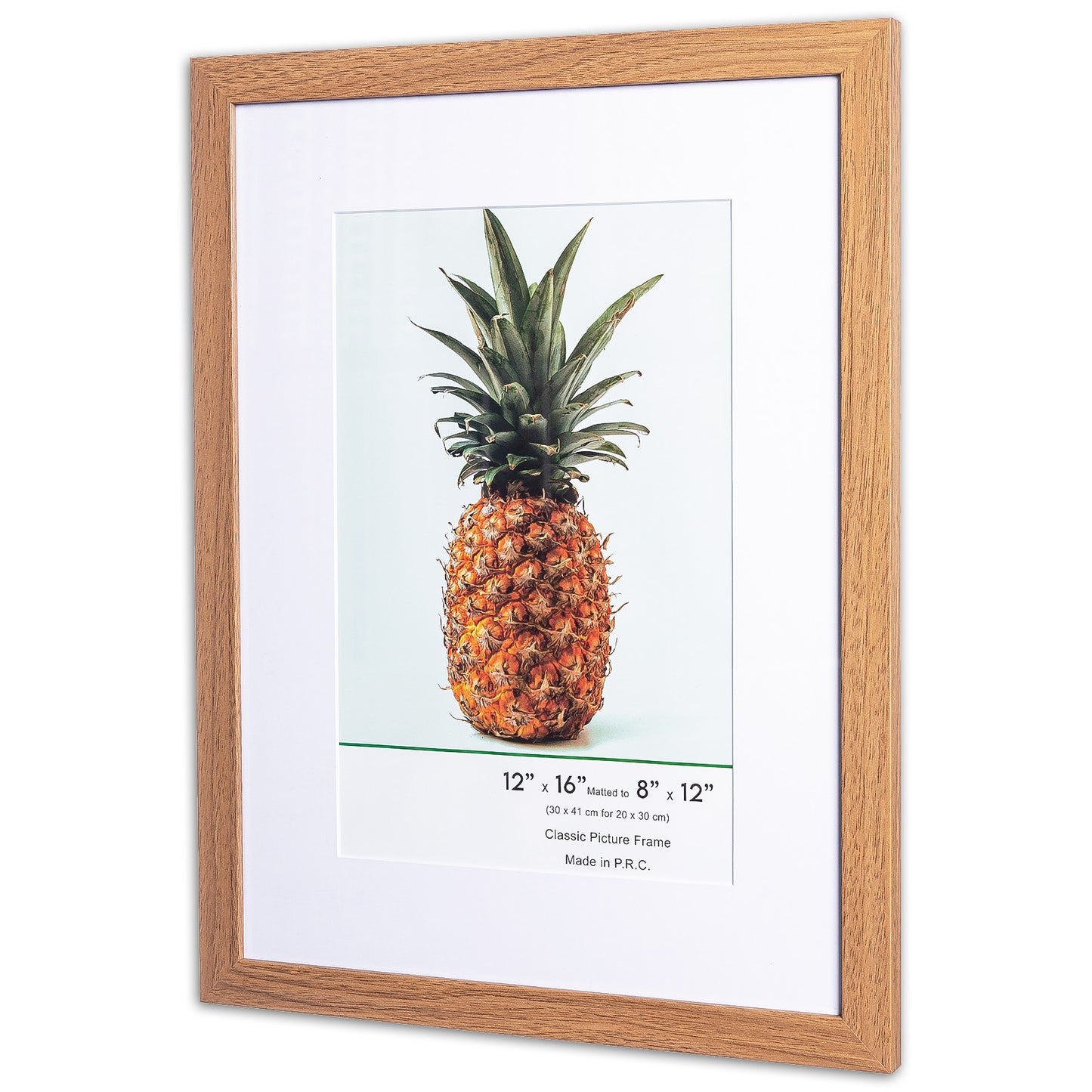 12" x 16” Classic Light Oak MDF Wood Picture Frame with Tempered Glass, 8" x 12" Matted
