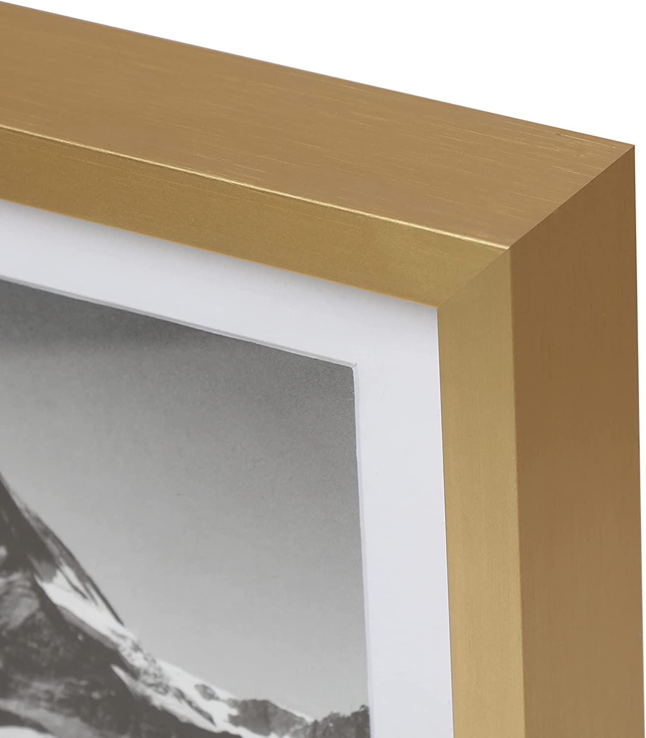 12" x 16" Deluxe Brass Gold Aluminum Contemporary Picture Frame, 8" x 12" Matted