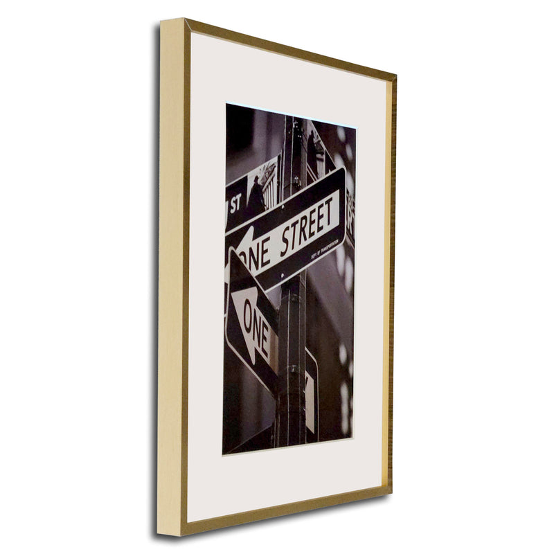 12" x 16" Gold Aluminum Picture Frame with Tempered Glass, 8" x 12" Matted