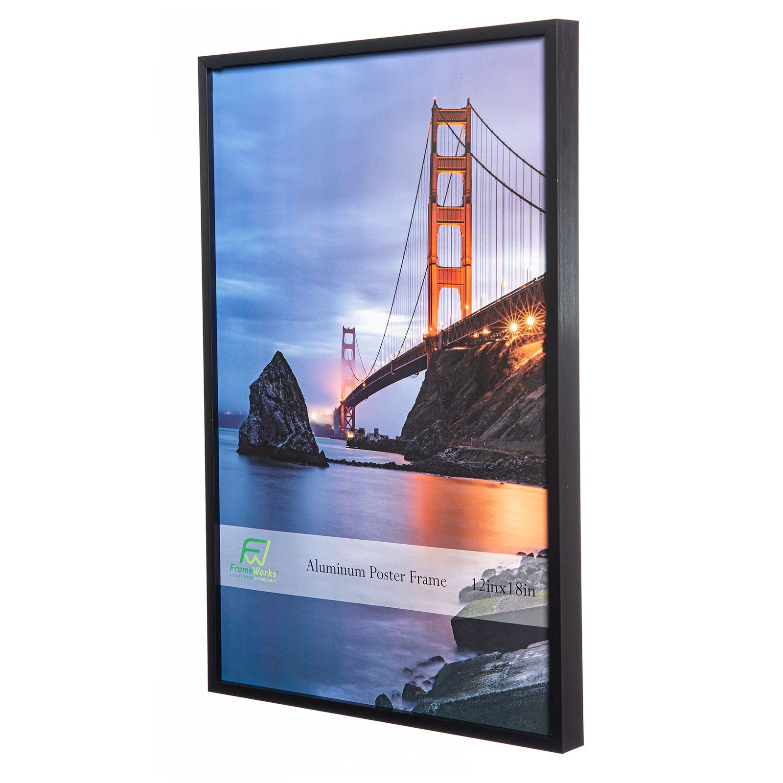 12" x 18" Black Brushed Aluminum Poster Picture Frame with Plexiglass