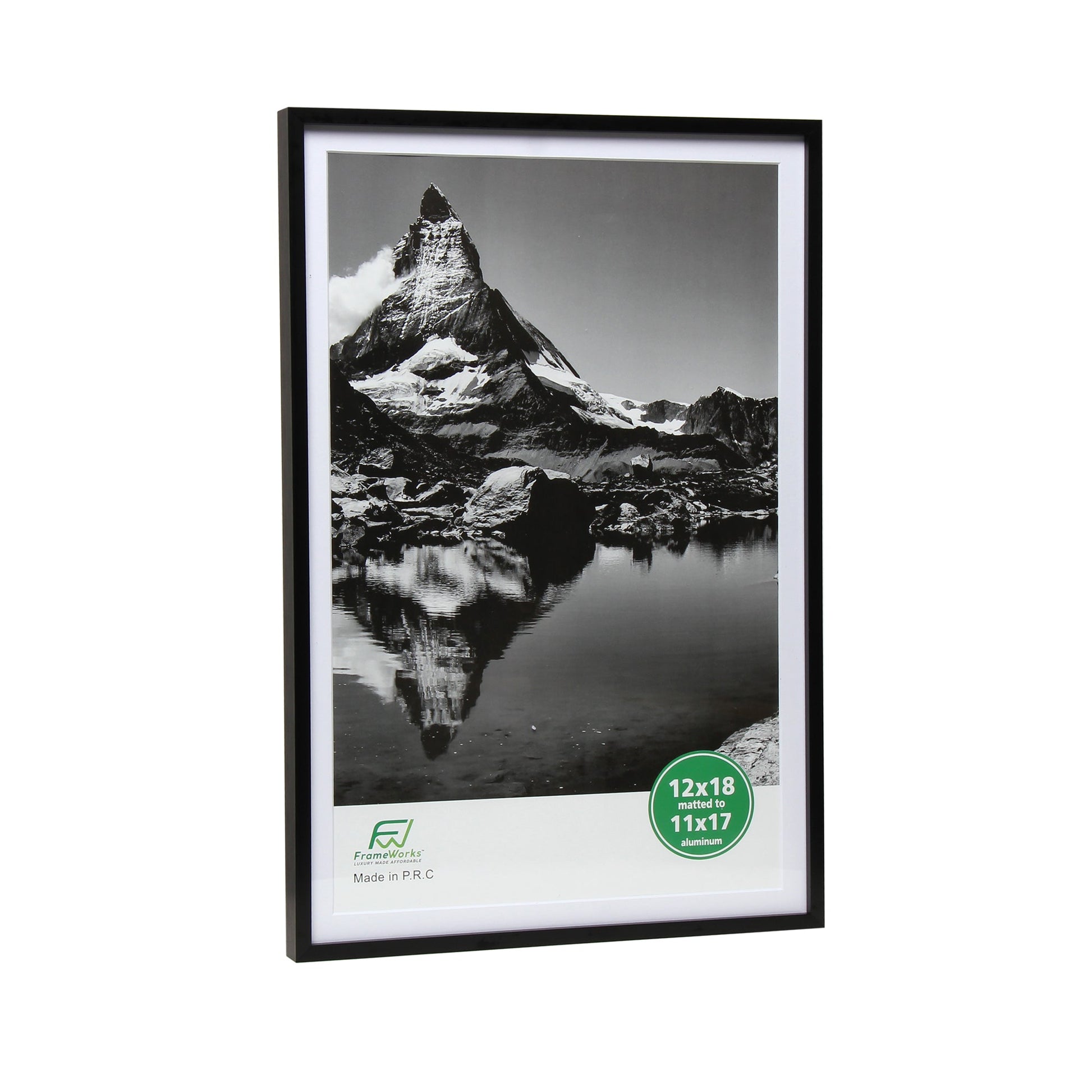 12" x 18" Deluxe Black Aluminum Contemporary Picture Frame, 11" x 17" Matted