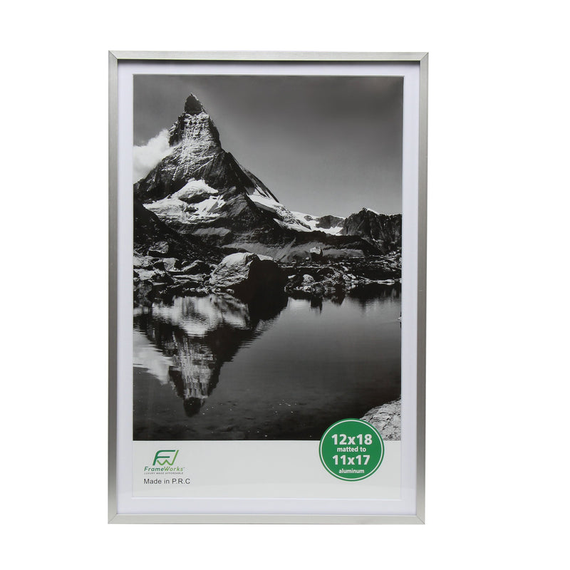 12" x 18" Deluxe Silver Aluminum Contemporary Picture Frame, 11" x 17" Matted