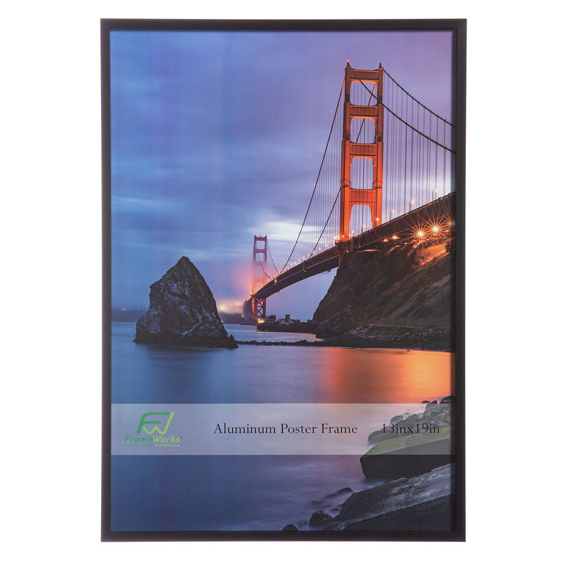 13" x 19" Black Brushed Aluminum Poster Picture Frame with Plexiglass