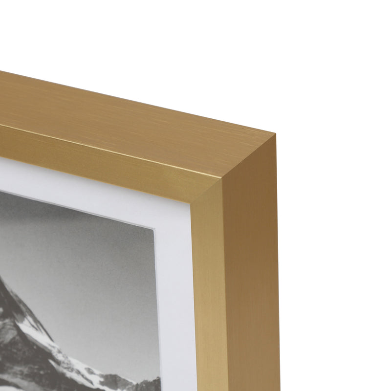 13" x 19" Deluxe Brass Gold Aluminum Contemporary Picture Frame, 11" x 17" Matted