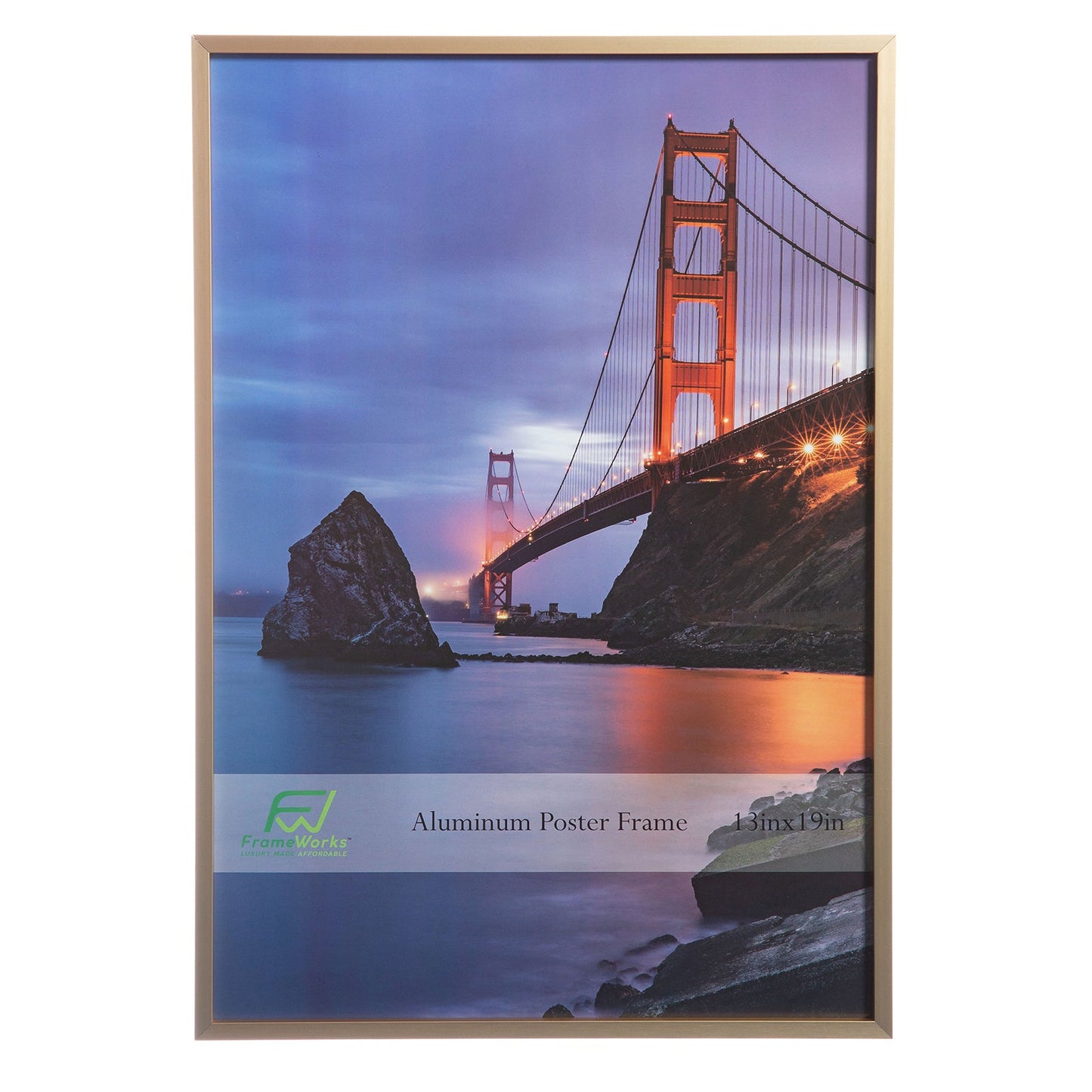 13" x 19" Gold Brushed Aluminum Poster Picture Frame with Plexiglass