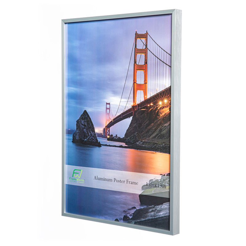 13" x 19" Silver Brushed Aluminum Poster Picture Frame with Plexiglass