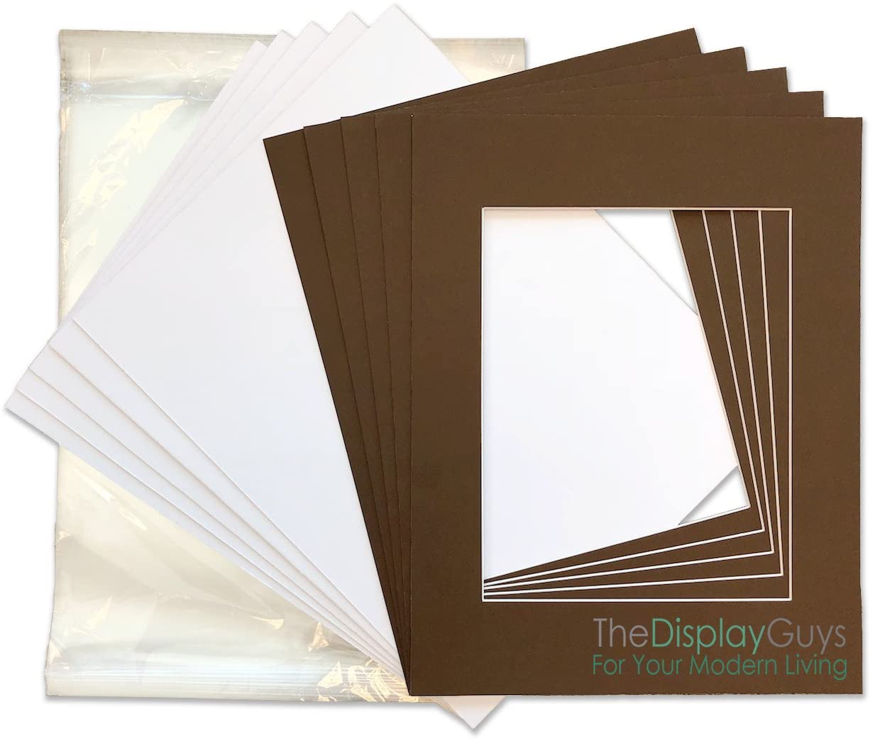 16" x 20" 25 Pack of Brown Mat Boards, Backing Boards and Plastic Bags