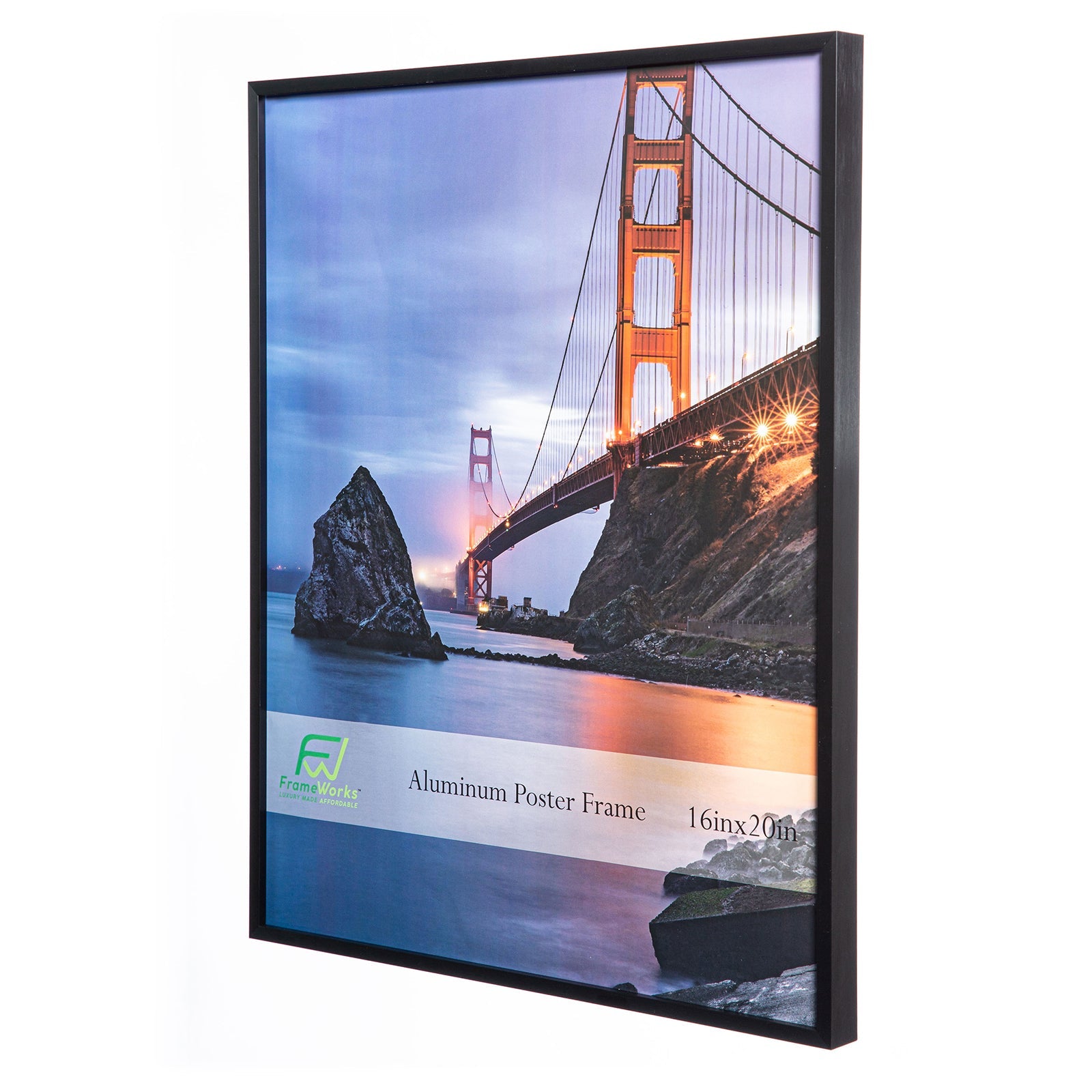 16" x 20" Black Brushed Aluminum Poster Picture Frame with Plexiglass