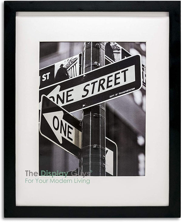 16" x 20" Black Solid Pine Wood Picture Frame with Tempered Glass, 11" x 14" Matted