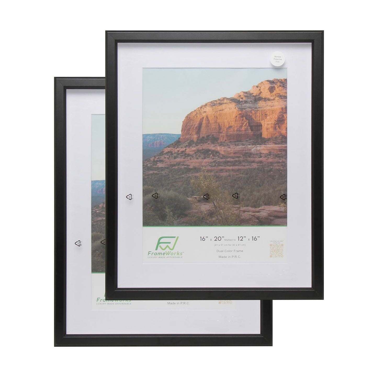 16" x 20" Black MDF Wood Multi-Pack Gunnabo Picture Frames, 12" x 16" Matted