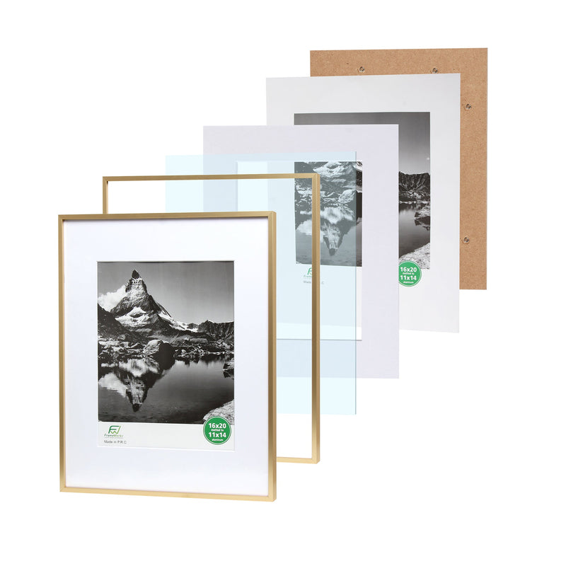 11 x 14 Deluxe Brass Gold Aluminum Contemporary Picture Frame, 8 x –  FrameWorks