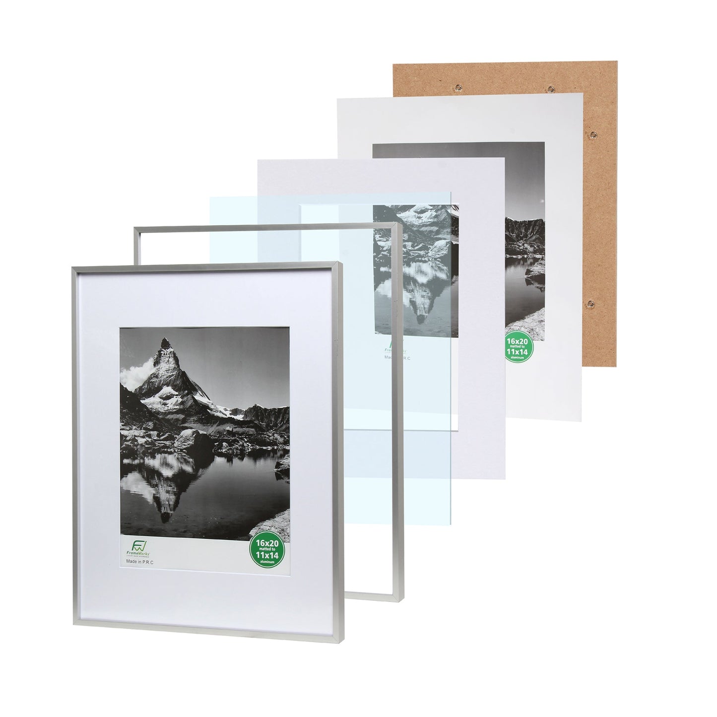 16" x 20" Deluxe Silver Aluminum Contemporary Picture Frame, 11" x 14" Matted