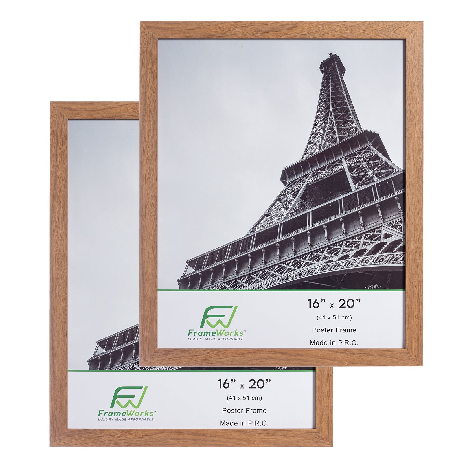 16" x 20" Light Oak Wood 2-Pack Back-Loading Poster Frames