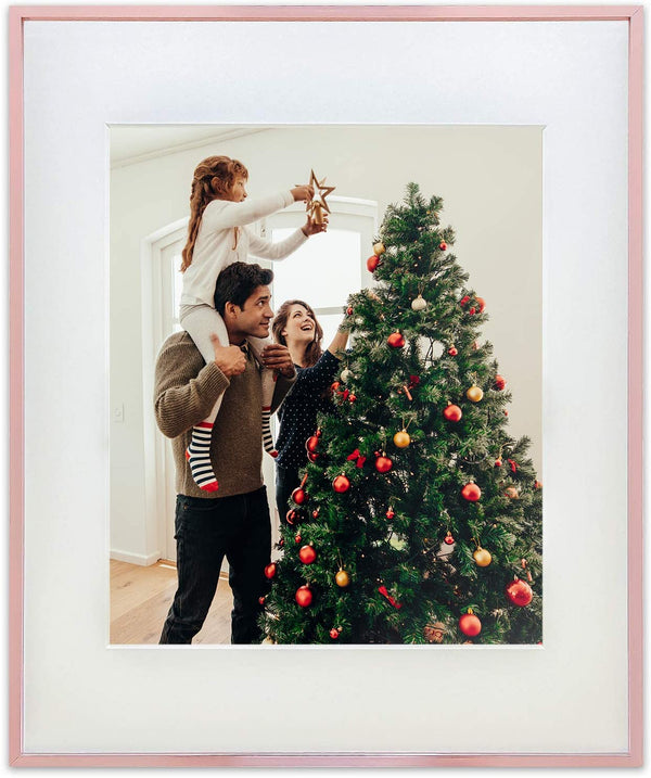 16" x 20" Rose Gold Aluminum Picture Frame with Tempered Glass, 11" x 14" Matted