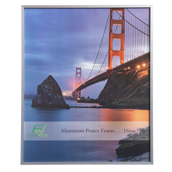 16" x 20" Silver Brushed Aluminum Poster Picture Frame with Plexiglass