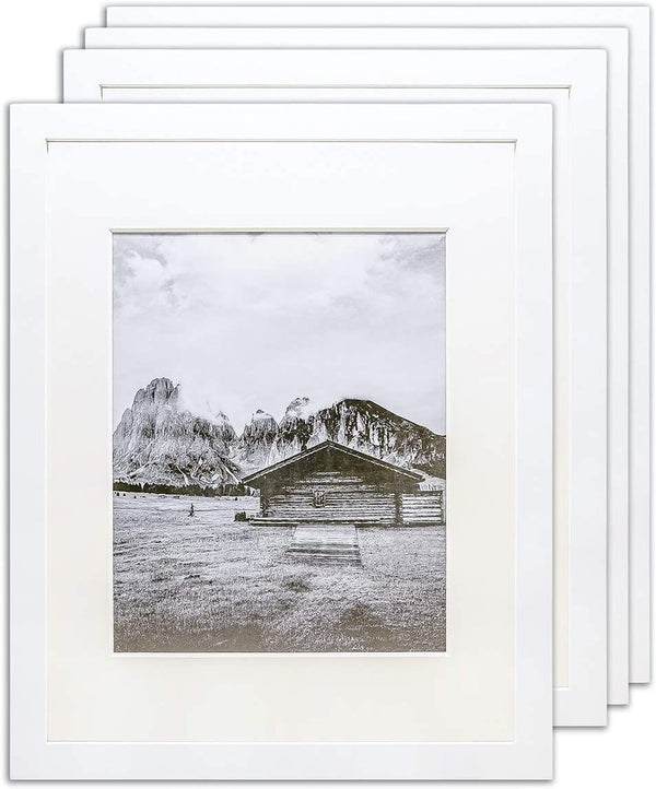 16" x 20" White Pine Wood 4 Pack Picture Frames, 11" x 14" Matted