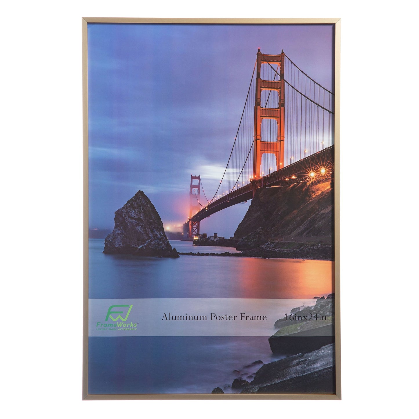 16" x 24" Gold Brushed Aluminum Poster Picture Frame with Plexiglass