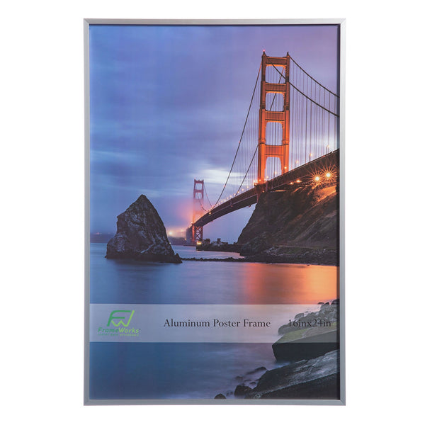 16" x 24" Silver Brushed Aluminum Poster Picture Frame with Plexiglass