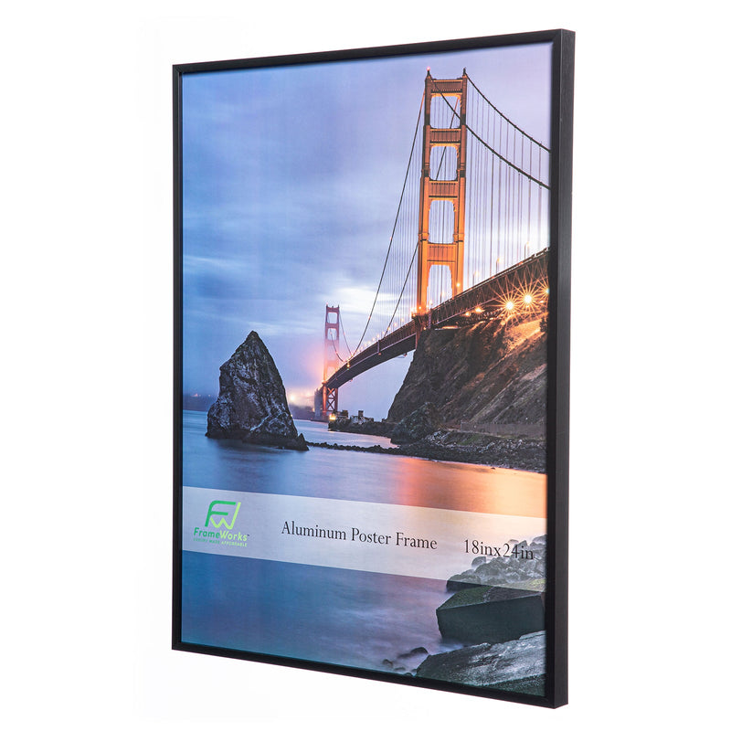 18" x 24" Black Brushed Aluminum Poster Picture Frame with Plexiglass