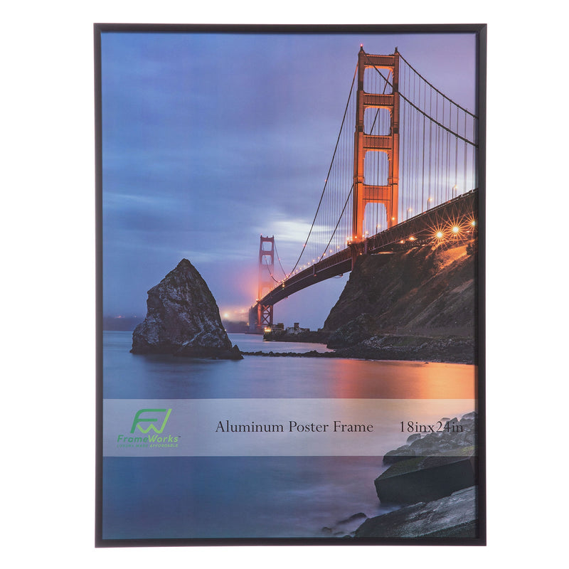 18" x 24" Black Brushed Aluminum Poster Picture Frame with Plexiglass