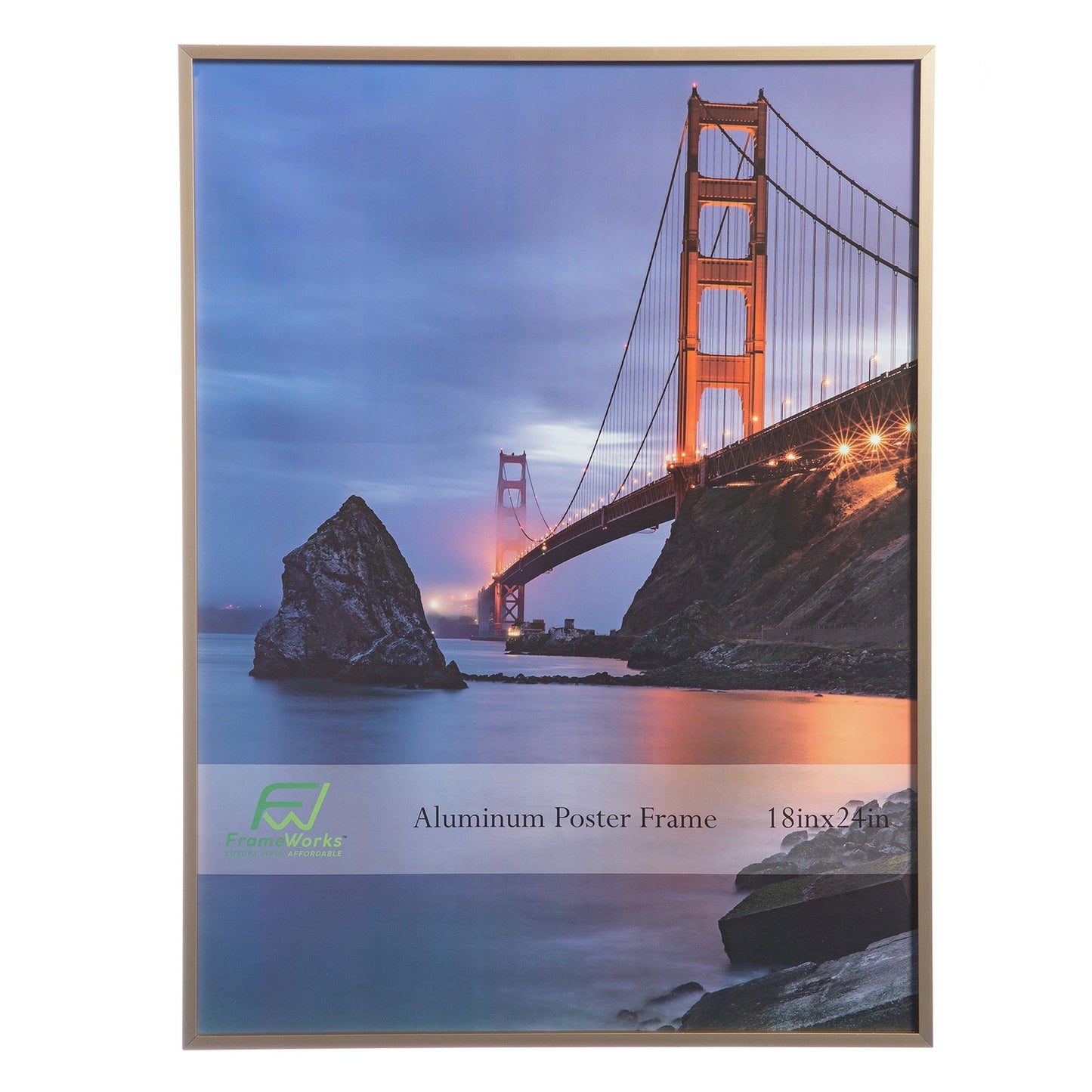18" x 24" Gold Brushed Aluminum Poster Picture Frame with Plexiglass
