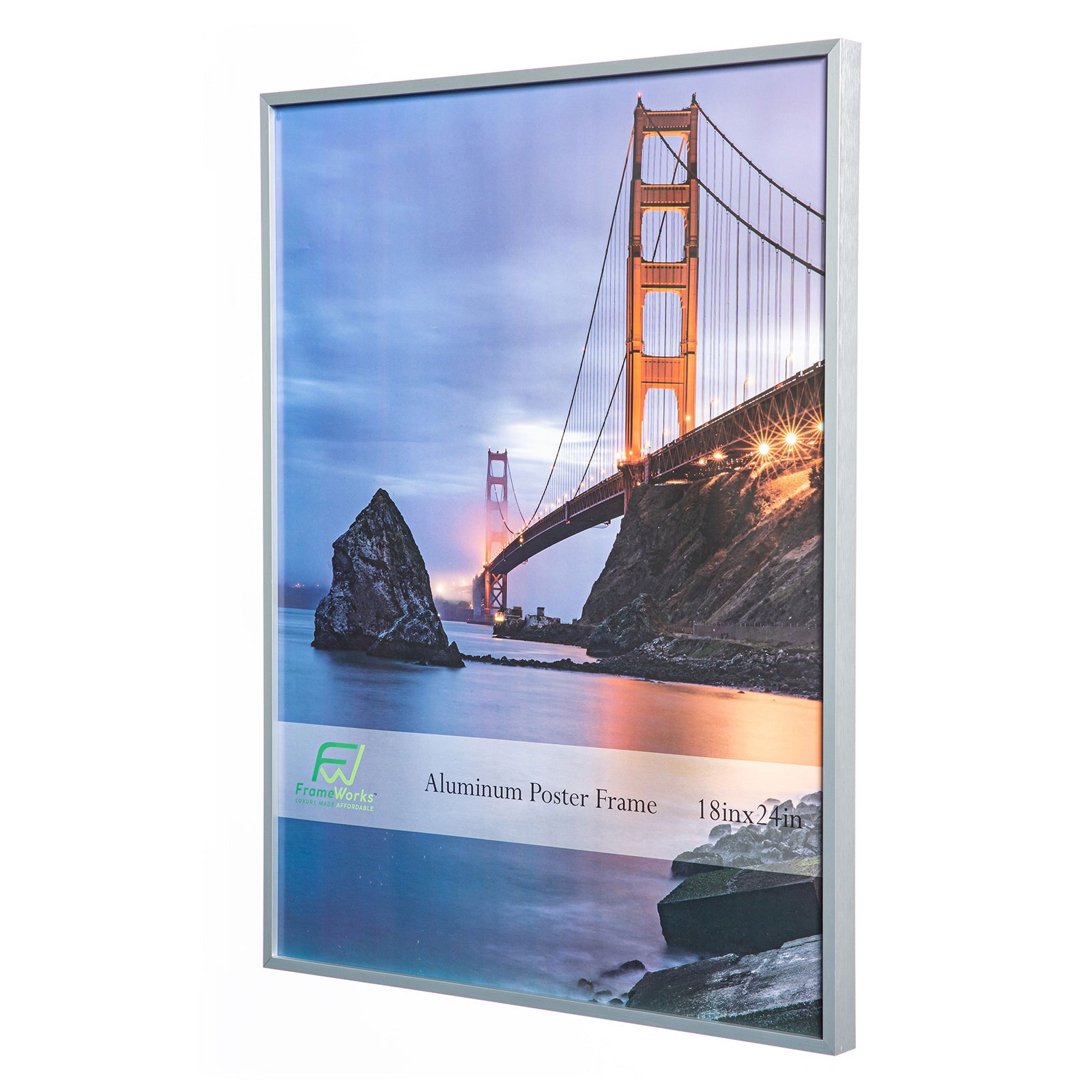 18" x 24" Silver Brushed Aluminum Poster Picture Frame with Plexiglass