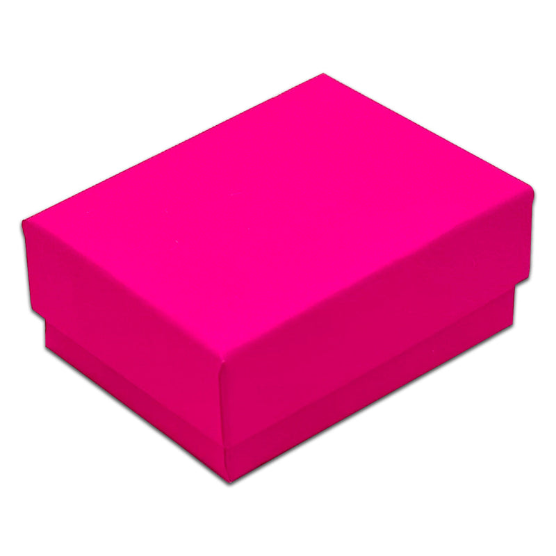 2 1/8" x 1 5/8" x 3/4" Neon Fuchsia Cotton Filled Paper Box