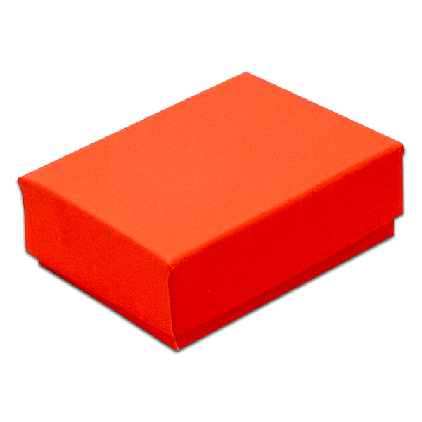2 1/8" x 1 5/8" x 3/4" Neon Orange Cotton Filled Paper Box (25-Pack)