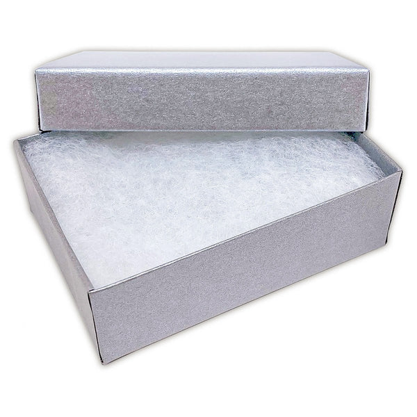 2 1/8" x 1 5/8" x 3/4" Pearl Gray Cotton Filled Paper Box
