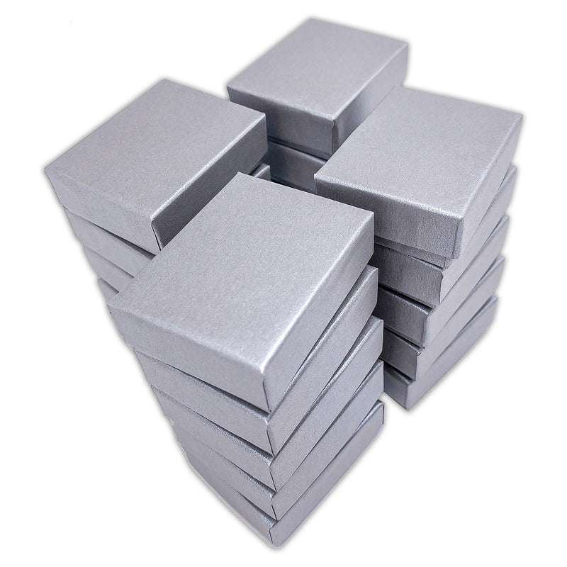 2 1/8" x 1 5/8" x 3/4" Pearl Gray Cotton Filled Paper Box