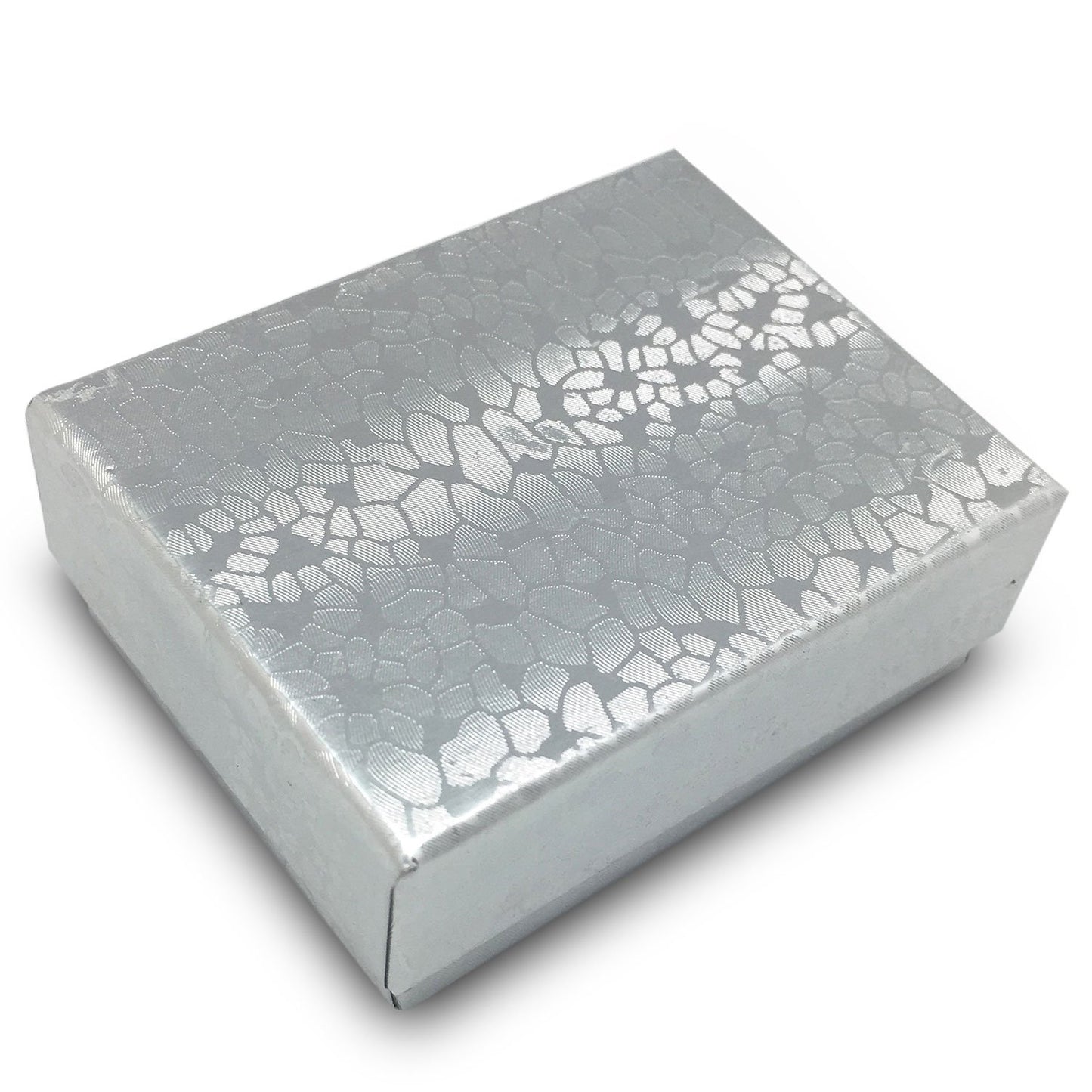 2 1/8" x 1 5/8" x 3/4" Silver Cotton Filled Box