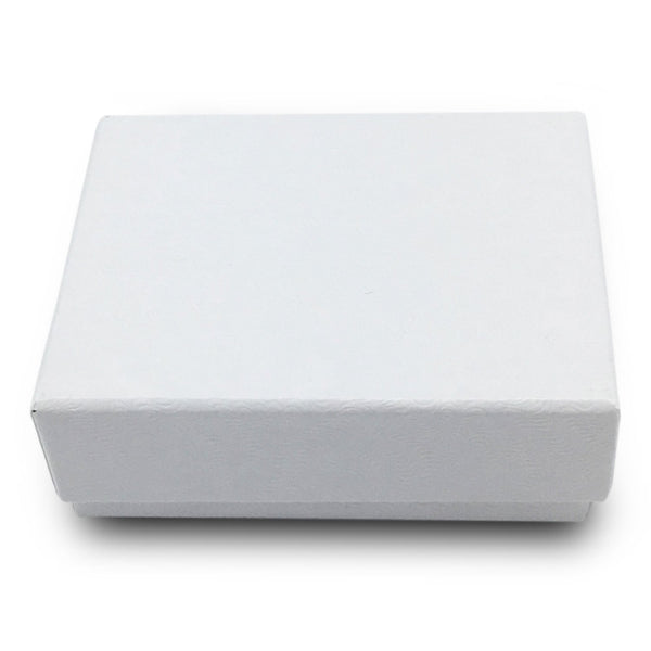 2 1/8" x 1 5/8" x 3/4" White Cotton Filled Paper Box