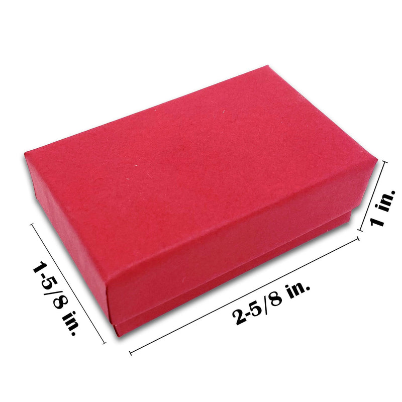 2 5/8" x 1 5/8" x 1" Matte Red Cotton Filled Paper Box