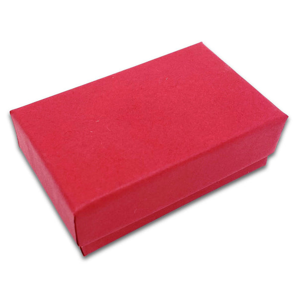 2 5/8" x 1 5/8" x 1" Matte Red Cotton Filled Paper Box