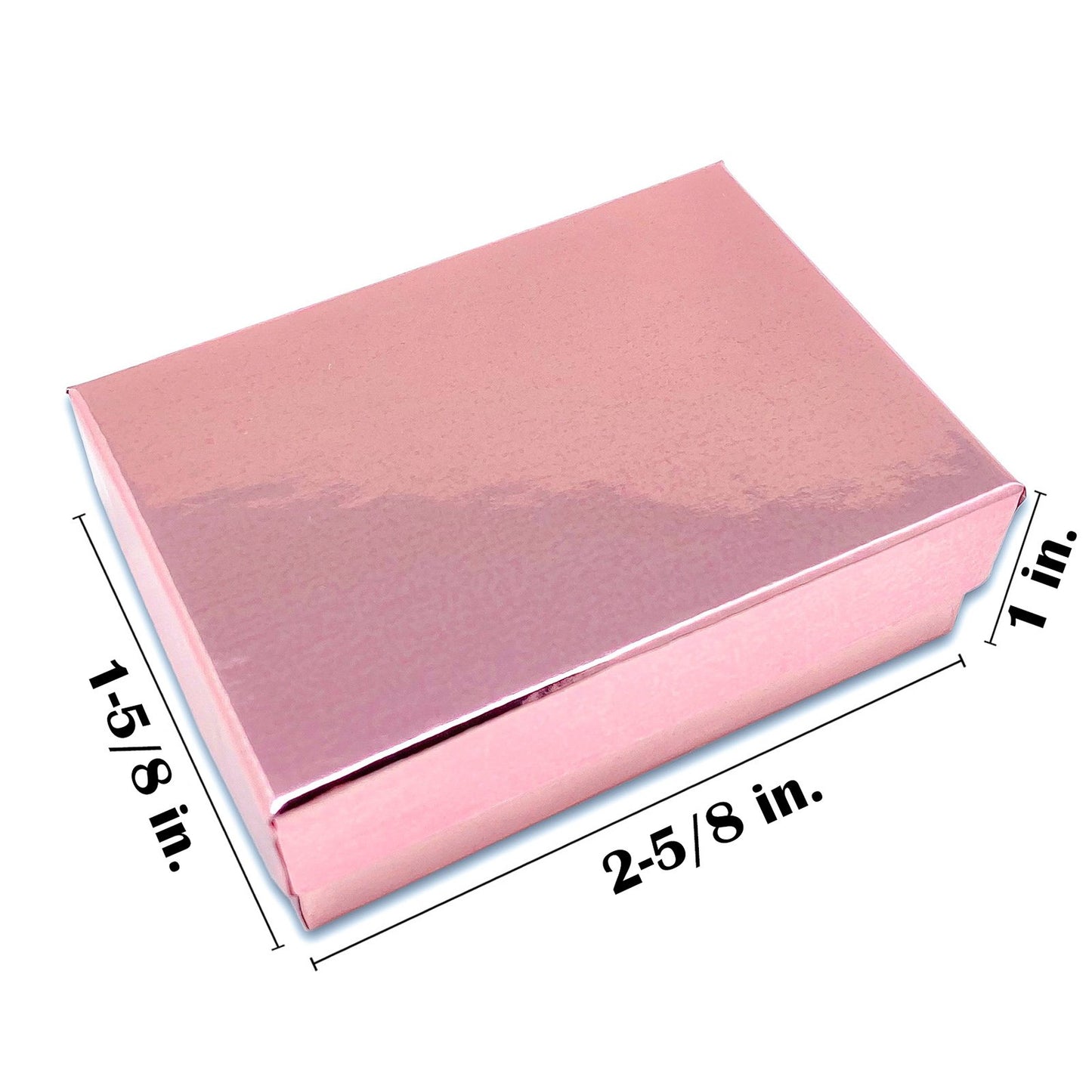 2 5/8" x 1 5/8" x 1" Metallic Rose Gold Cotton Filled Paper Box