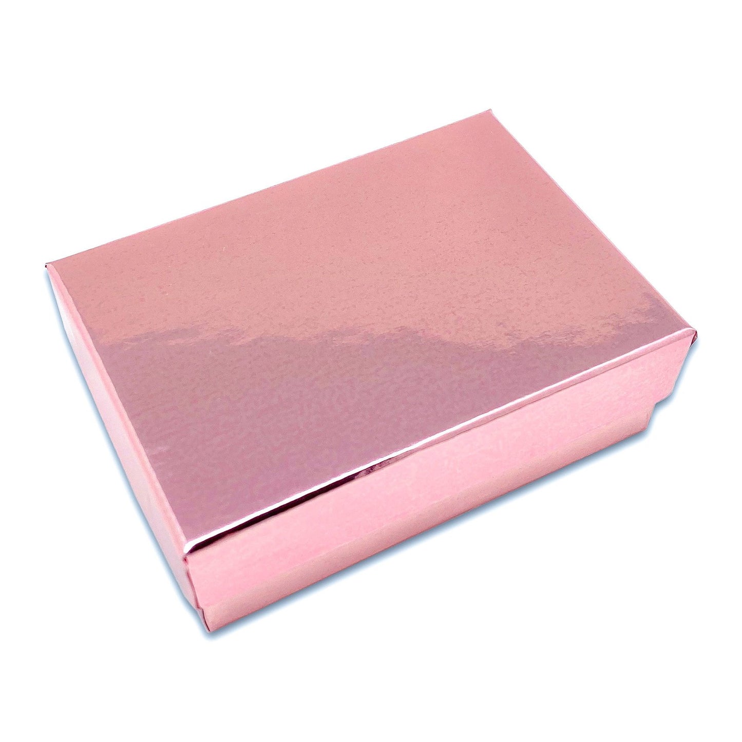 2 5/8" x 1 5/8" x 1" Metallic Rose Gold Cotton Filled Paper Box