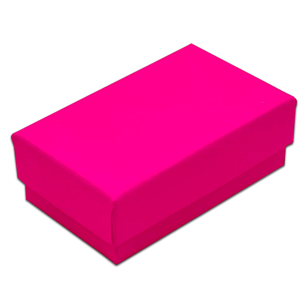 2 5/8" x 1 5/8" x 1" Neon Fuchsia Cotton Filled Paper Box (25-Pack)