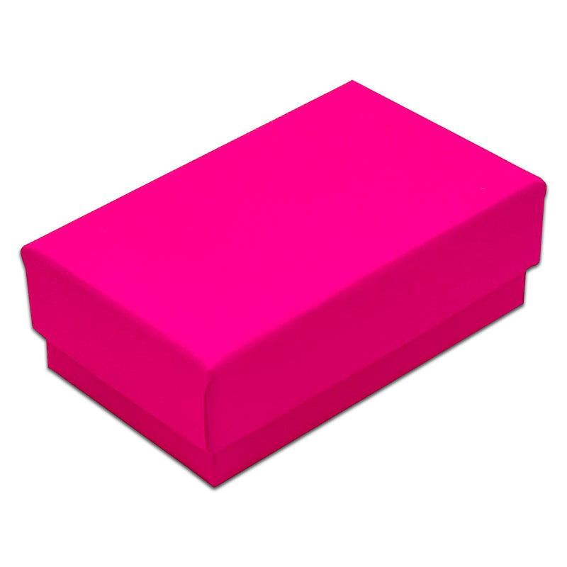 2 5/8" x 1 5/8" x 1" Neon Fuchsia Cotton Filled Paper Box (25-Pack)