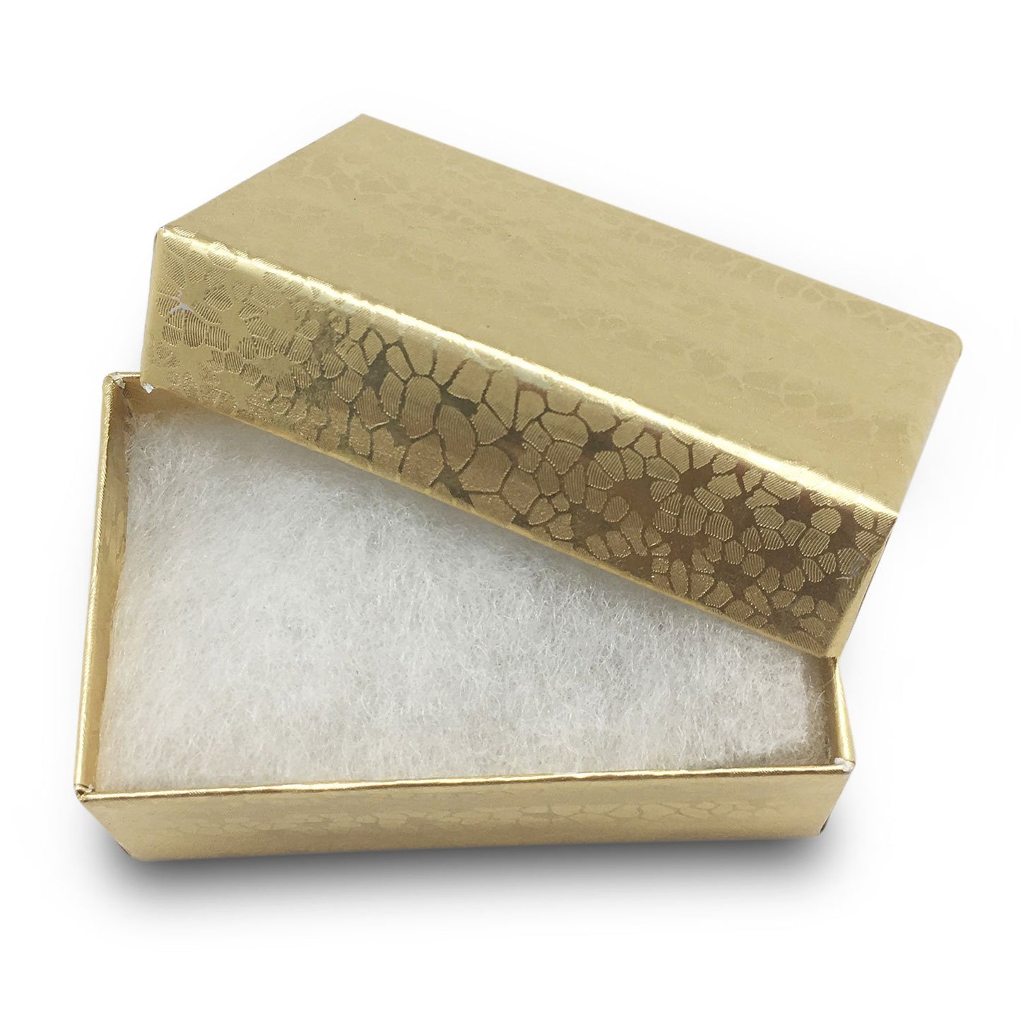 2 5/8" x 1 1/2" x 1" Gold Cotton filled paper box