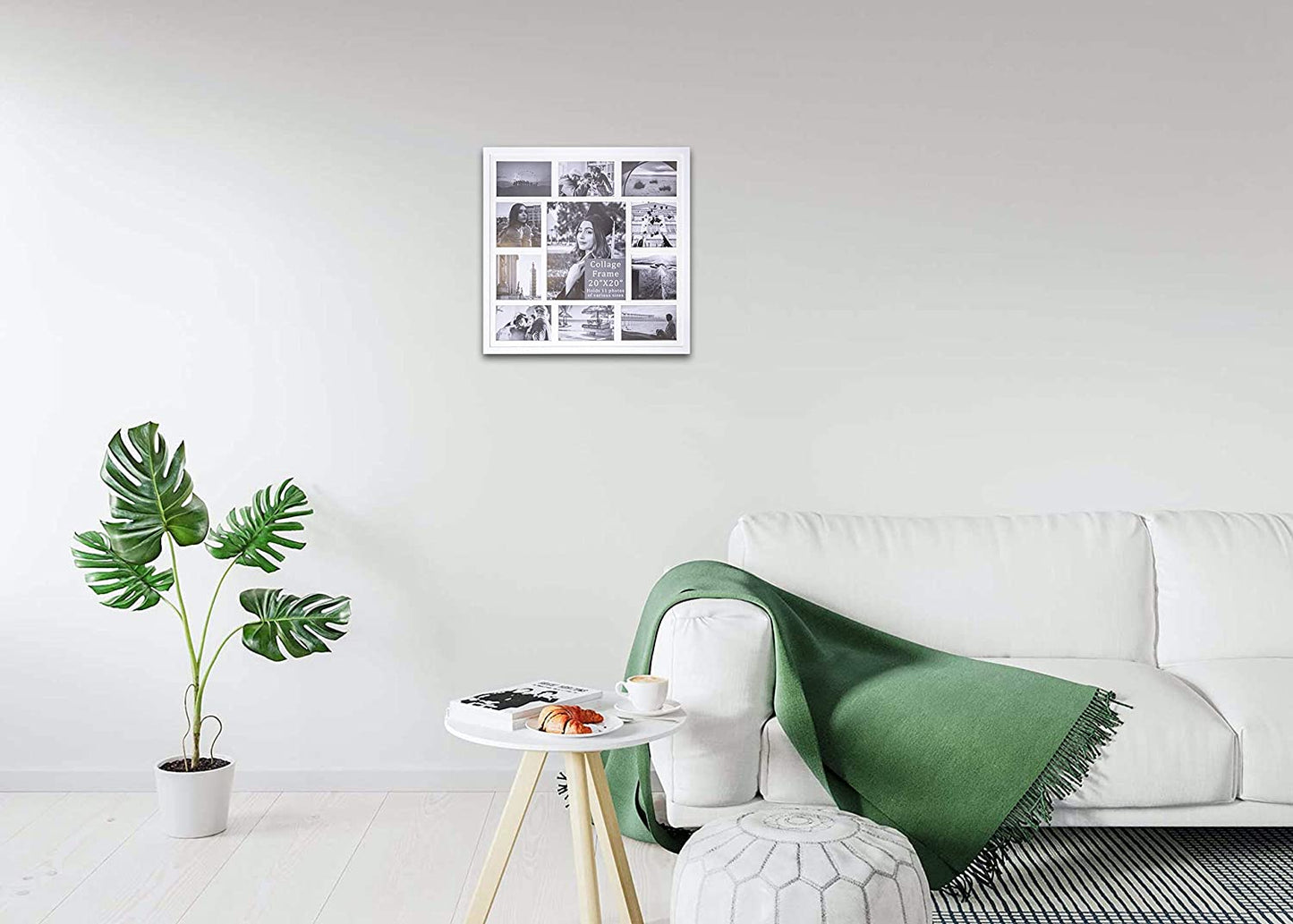 20" x 20" White Pine Wood Collage Picture Frame with Mat