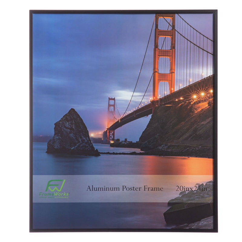 20" x 24" Black Brushed Aluminum Poster Picture Frame with Plexiglass
