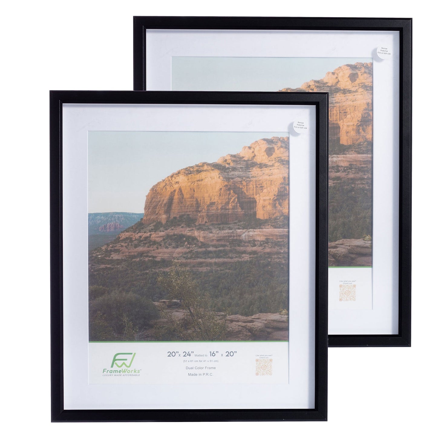 20" x 24" Black MDF Wood Multi-Pack Gunnabo Picture Frames, 16" x 20" Matted