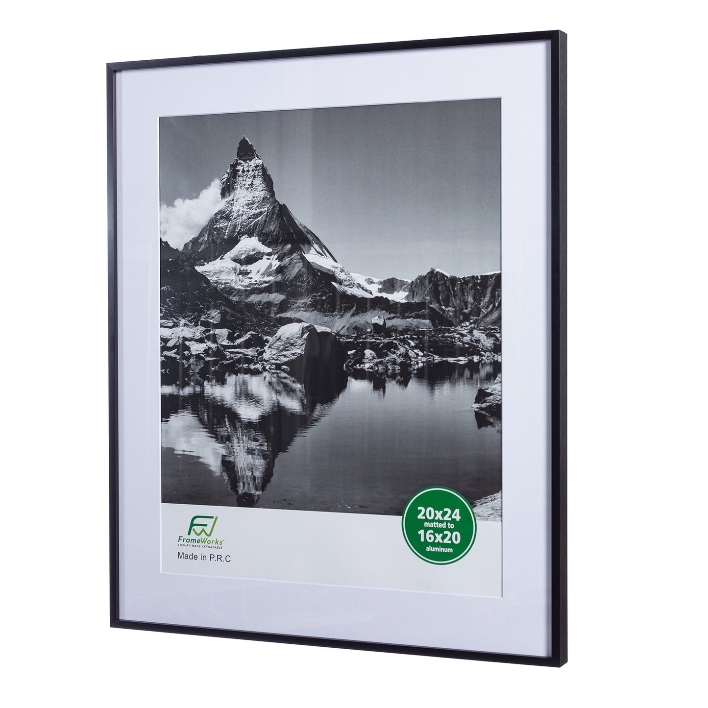 20" x 24" Deluxe Black Aluminum Contemporary Picture Frame, 16" x 20" Matted