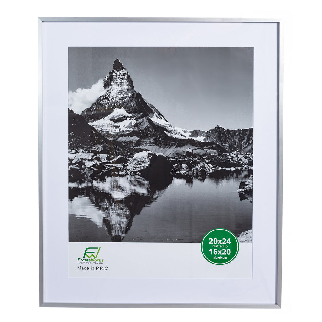 16 x 20 Deluxe Silver Aluminum Contemporary Picture Frame, 11 x