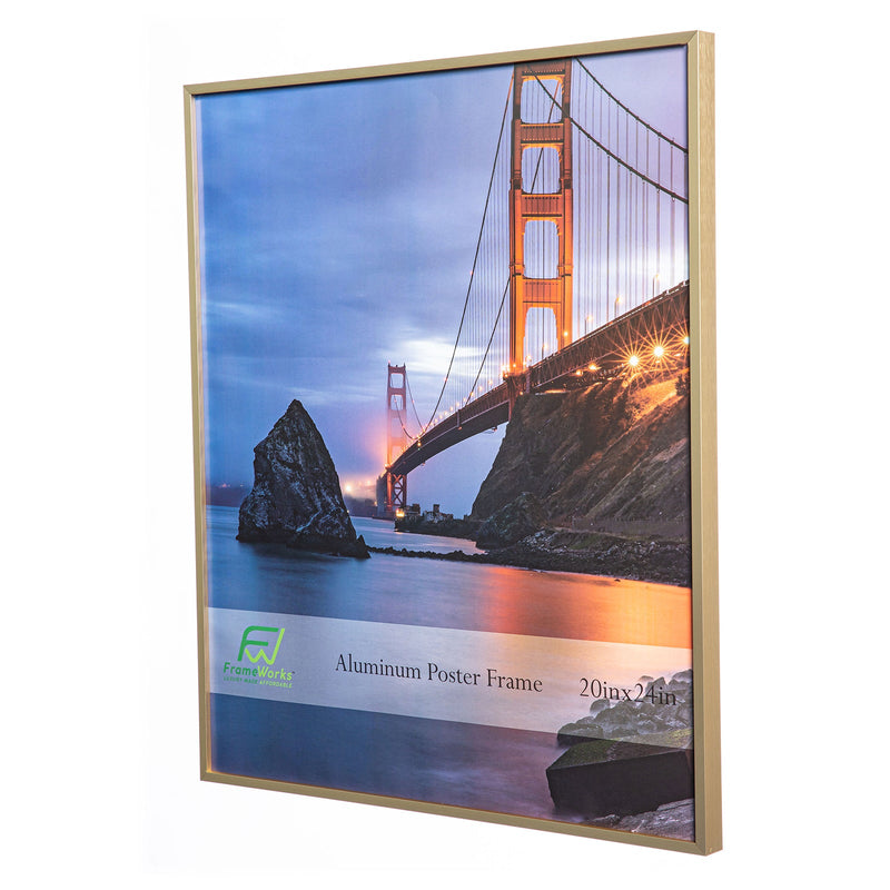 20" x 24" Gold Brushed Aluminum Poster Picture Frame with Plexiglass