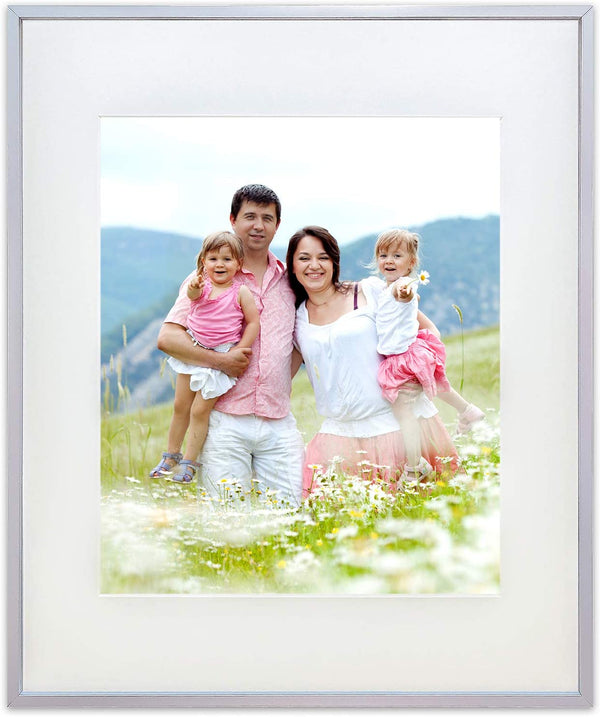 20" x 24" Silver Aluminum Picture Frame with Tempered Glass, 16" x 20" Matted