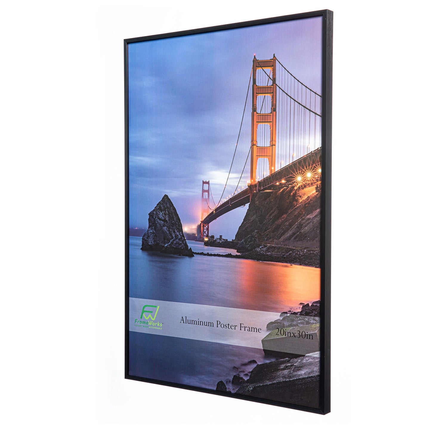 20" x 30" Black Brushed Aluminum Poster Picture Frame with Plexiglass