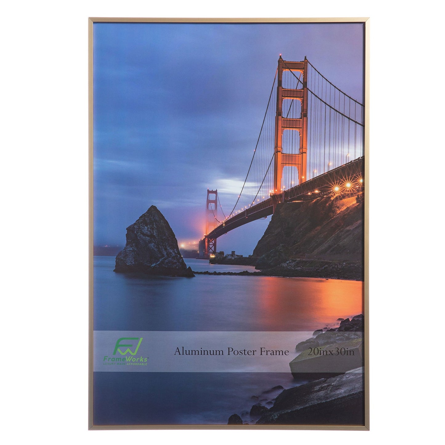 20" x 30" Gold Brushed Aluminum Poster Picture Frame with Plexiglass