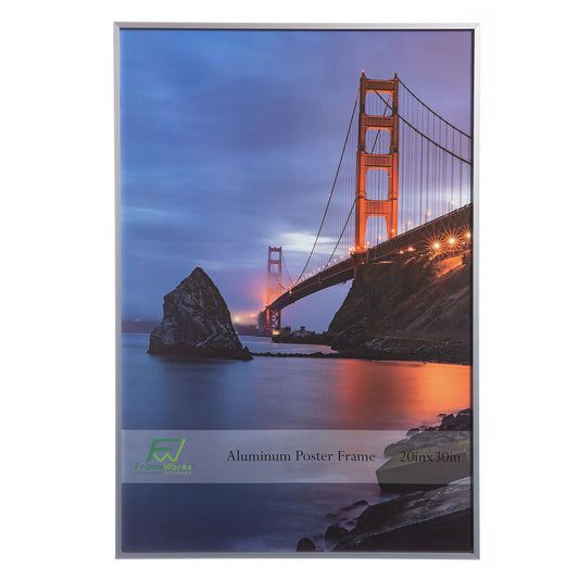20" x 30" Silver Brushed Aluminum Poster Picture Frame with Plexiglass