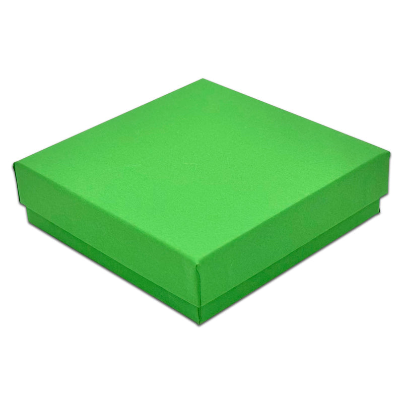 3 1/2" x 3 1/2" x 1" Light Green Cotton Filled Paper Box (25-Pack)